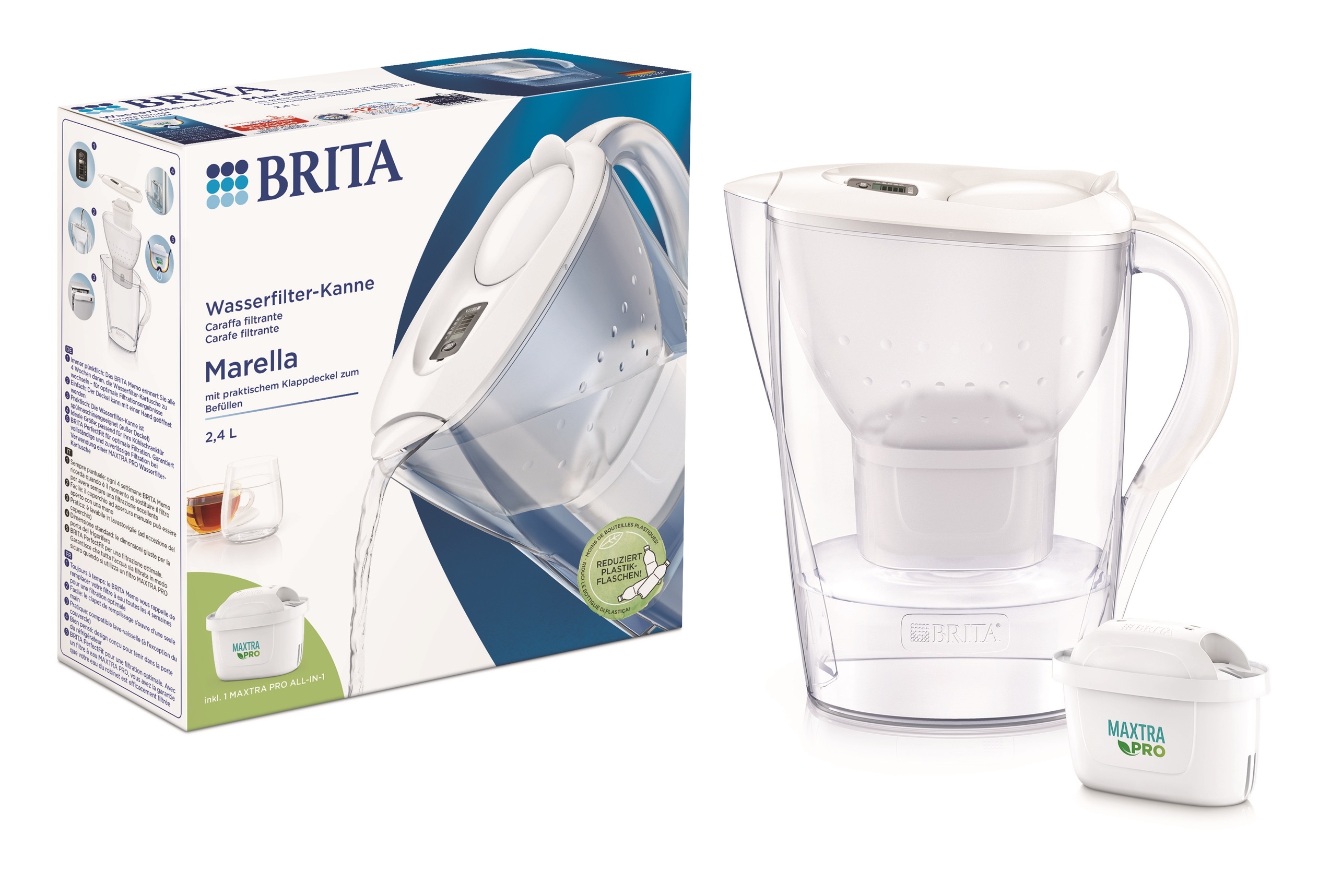 Caraffa Filtrante Acqua Brita Marella da 2.5 Litri con 1 Filtro gratis