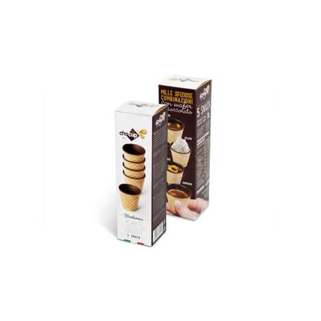 Tazas de barquillo y chocolate chocup